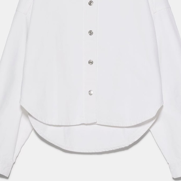 ZARA White Oversized Denim Shirt Size Medium - Picture 6 of 7